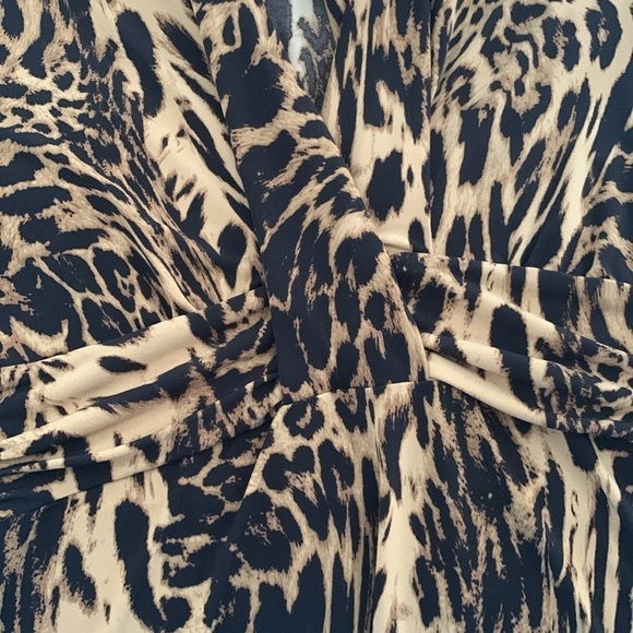 New York & Co Stretch Deep V-Neck Animal Print Blouse w/3/4 Sleeves. Size Large - Picture 5 of 12